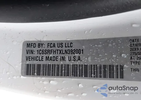 2020 Ram 1500 Limited 4X4 5'7 Box из США, поврежденный, VIN 1C6SRFHTXLN392001